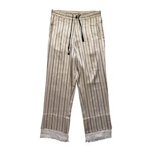 Striped silk/linen ecru trouser
